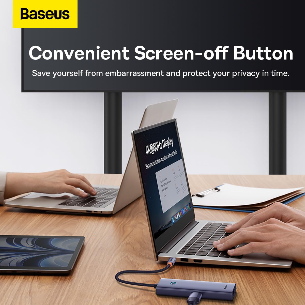 Baseus USB-C Flite Series Hub de 5 Puertos, HDMI y 4 USB3.0, Aleación de Aluminio, Velocidad hasta 5Gbps, 4K 30Hz, Gris