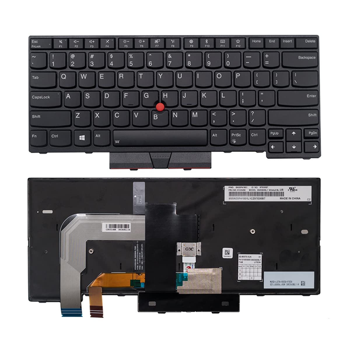 Teclado Retroiluminado Lenovo Negro para Computadora Portátil Thinkpad T470 T480 A475 A485