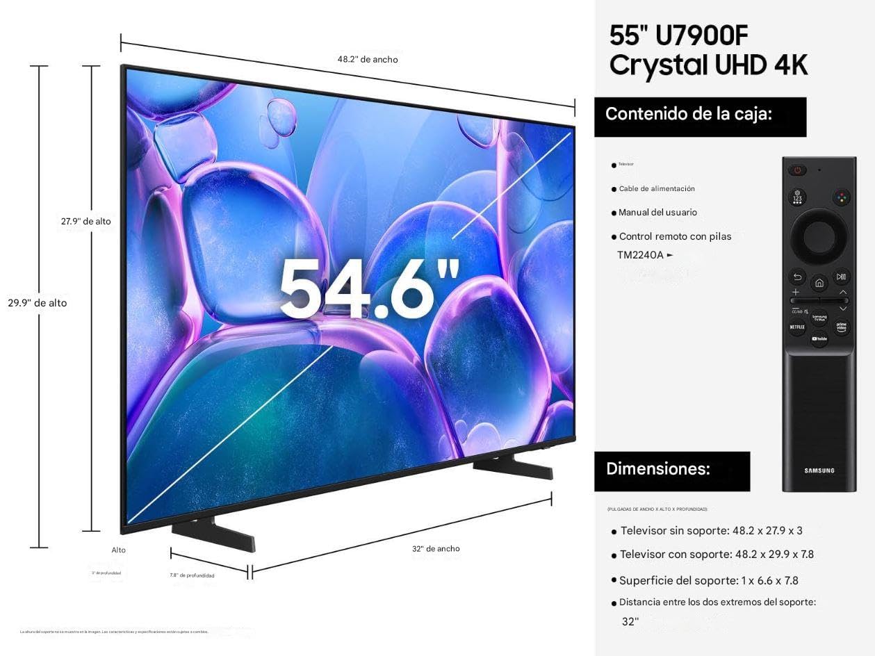 Samsung Televisor Inteligente Tizen Procesador Crystal Ultra HD 4K de 50" Pulgadas Serie U7900 MetalStream (2025) - UN50U7900FFXZA