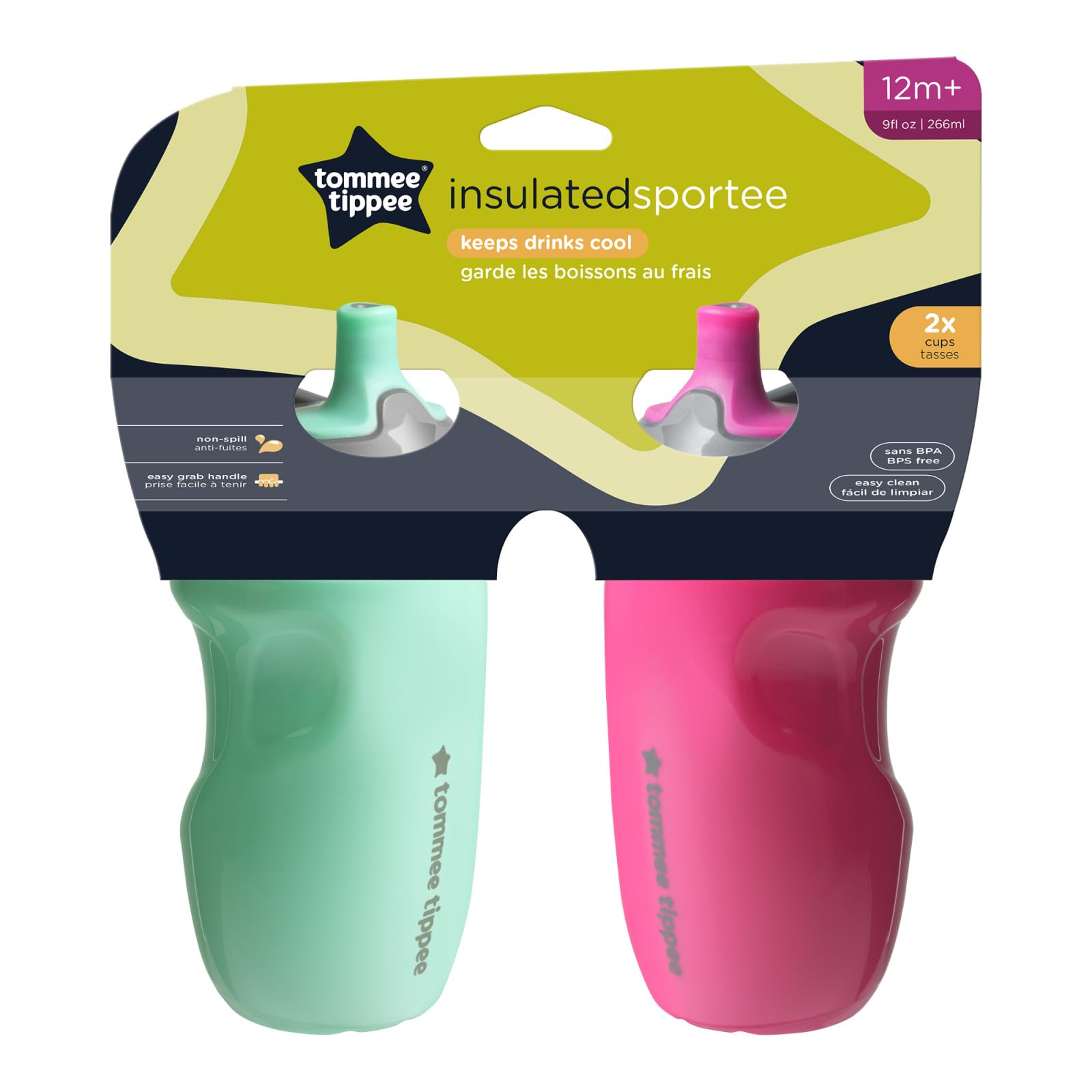 Botella de Agua Tommee Tippee con Asa para Niños Pequeños 12 m+ 2 Unidades