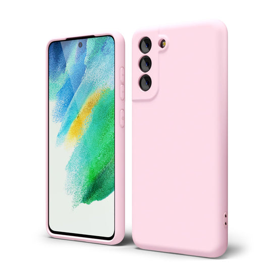 oakxco - Funda de silicona líquida para Samsung Galaxy S21 FE 5G, bonita funda delgada de goma suave TPU lisa para mujeres y niñas, estética, mate sólido protector y a prueba de golpes, rosa claro