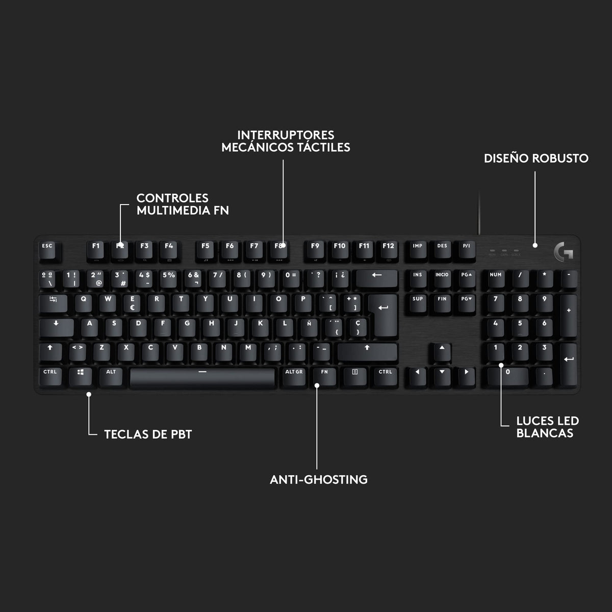 Teclado Mecánico Gaming Logitech G413 SE Negro Aluminio Retroiluminado para Windows y macOS