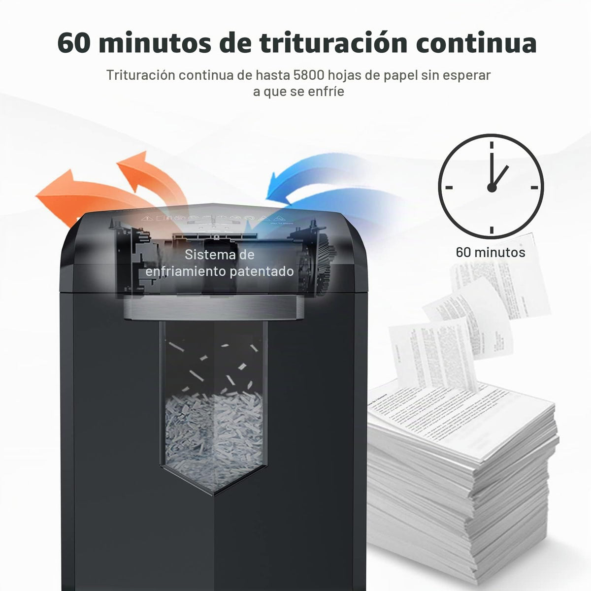 Destructora de Papel Bonsaii EverShred C149-C de 18 Hojas con Capacidad de 6 Galones y 4 Ruedas