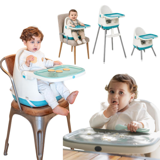 NUZU Periquera para Bebe 3 en 1 | Silla para Bebe Comer Multifuncional con Seguridad y Estilo | Versatilidad en Espacios Reducidos | Asiento Elevador Ajustable para Bebes 6 meses a 4 Años. (Azul)