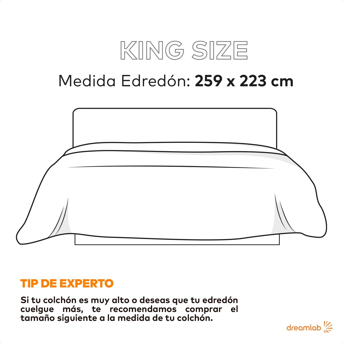 Edredón Acolchado Dreamlab Blanco Relleno de Microfibras Hipoalergénico King Size para Toda Estación