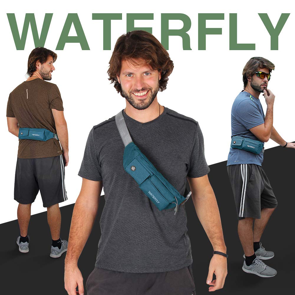 Riñonera WATERFLY Negra delgada Resistente al Agua para Hombre y Mujer