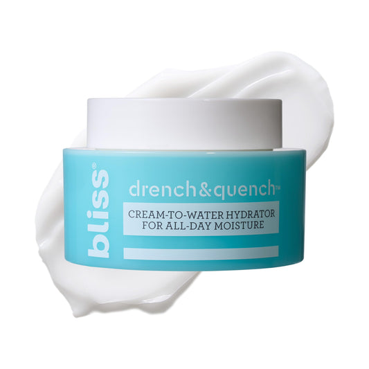 Bliss Drench & Quench Hyaluronic Acid Moisturizer for Face - 1 Fl Oz - Cream-To-Water - Hydrator for All-Day Moisture - Clean - Vegan & Cruelty-Free