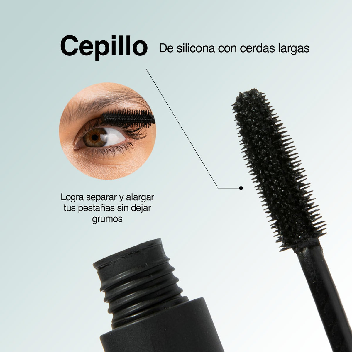 EVIE | Rimel Lash Smoothie: Mascara de Pestañas Waterproof | Maquillaje de Alta Calidad | Fórmula Nutritiva y Vegana | Color Negro | Define, Separa y Alarga Sin Grumos