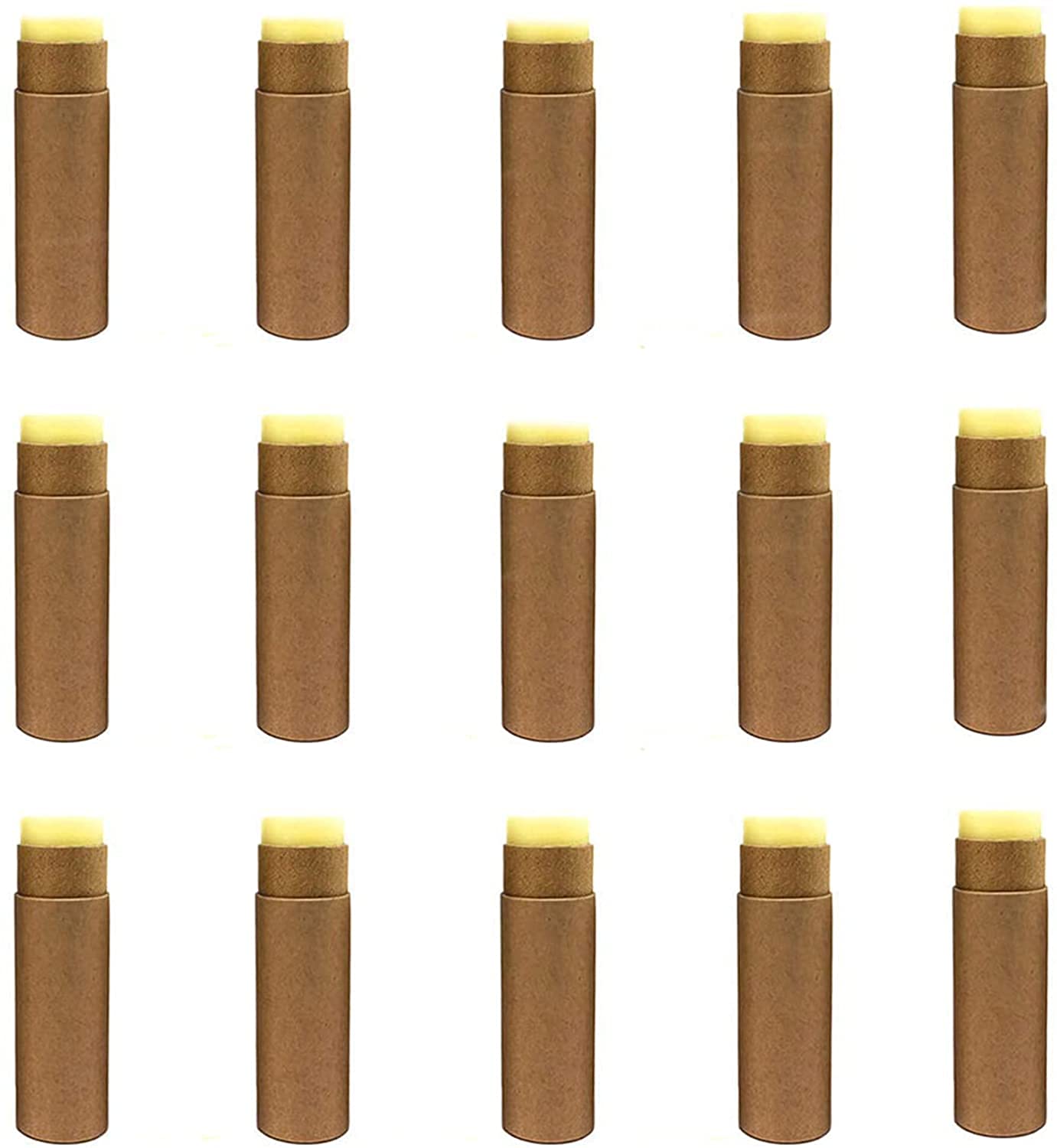 Healthcom 12 tubos de cartón, de 8,5 g, para bálsamo labial, tubos vacíos de cartón, tubo de pintalabios, rellenable, contenedor de perfume sólido, contenedor para muestras cosméticas, desodorante (marrón)