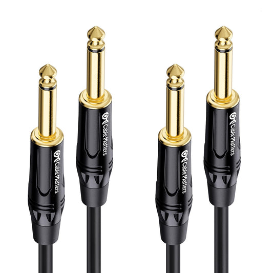Cable Matters Paquete de 2 cables de guitarra eléctrica TS a TS de 1/4 pulgadas (cable de 1/4) 6 pies
