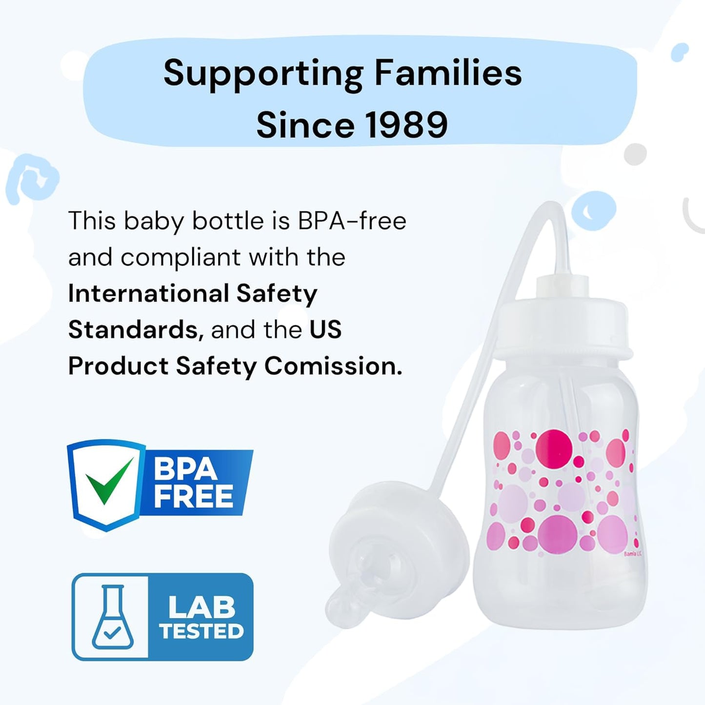 Biberón manos libres – Sistema de enfermería anticólicos de 4 onzas con pezón/tetina de flujo rápido de 3 m+ con sistema de alimentación de pajita para niños pequeños de 1 año + (2 biberones, rosa)