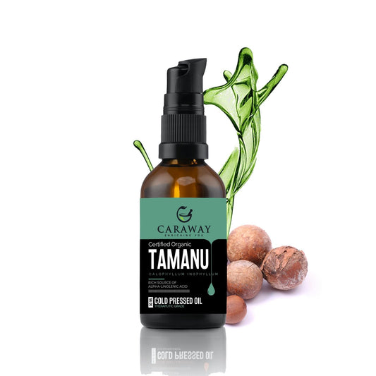 CARAWAY Tamanu Oil Organic for Skin – Ayurvedic Extraction Method Helps Treat Psoriasis, Eczema, Acne Scar, Rosacea – 1.7 Fl oz – 50 ml – Indian Origin