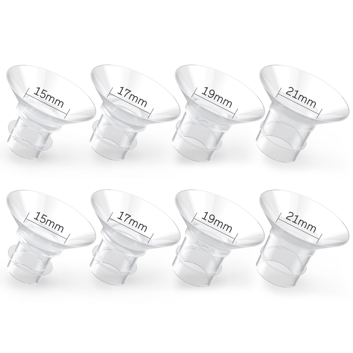 Paruu Insertos de brida 8 piezas de 15/17/19/21 mm, adecuados para Momcozy S12pro/S9pro/S9/S10/S12, para Medela/Tsrete/Spectra/Bellababy 24 mm, reduce el túnel hasta el tamaño correcto
