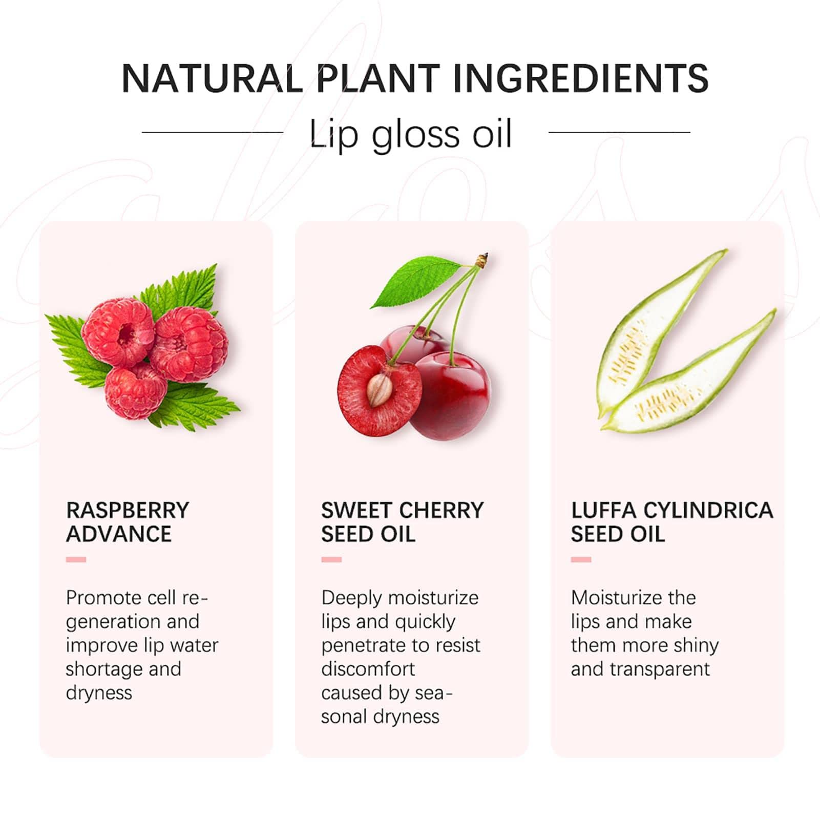 Littryee Cherry Lip Oil - Alivia Los Labios Agrietados Y Mejora El Brillo | Brillo De Labios Hidratante De Larga Duración, Lápiz Labial Líquido De Color Transparente Teñido con Aceite Natural