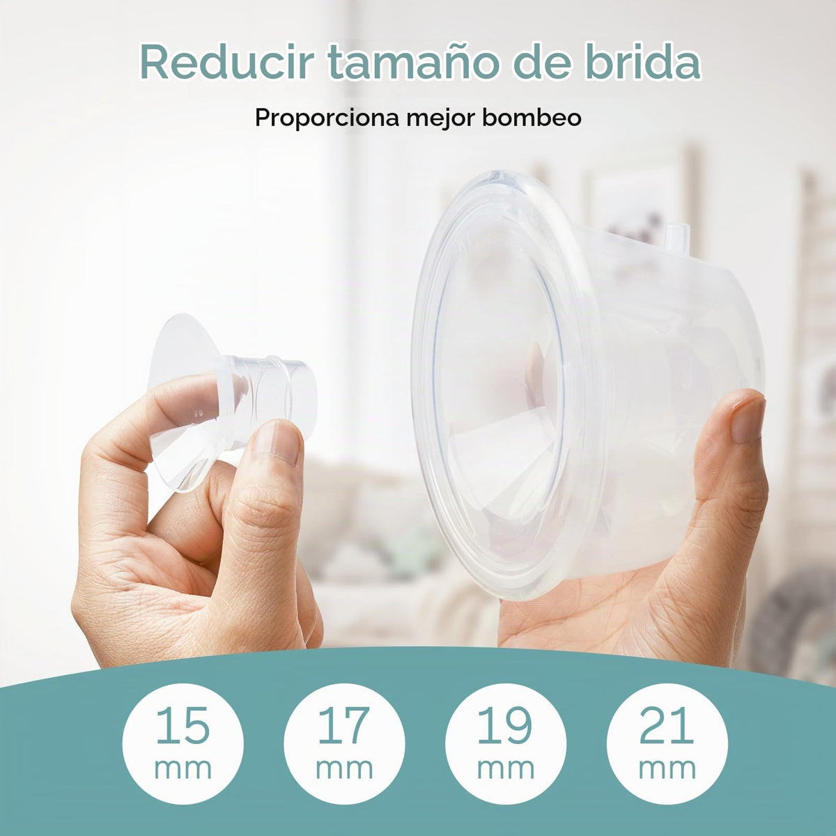 Paruu Insertos de brida 8 piezas de 15/17/19/21 mm, adecuados para Momcozy S12pro/S9pro/S9/S10/S12, para Medela/Tsrete/Spectra/Bellababy 24 mm, reduce el túnel hasta el tamaño correcto