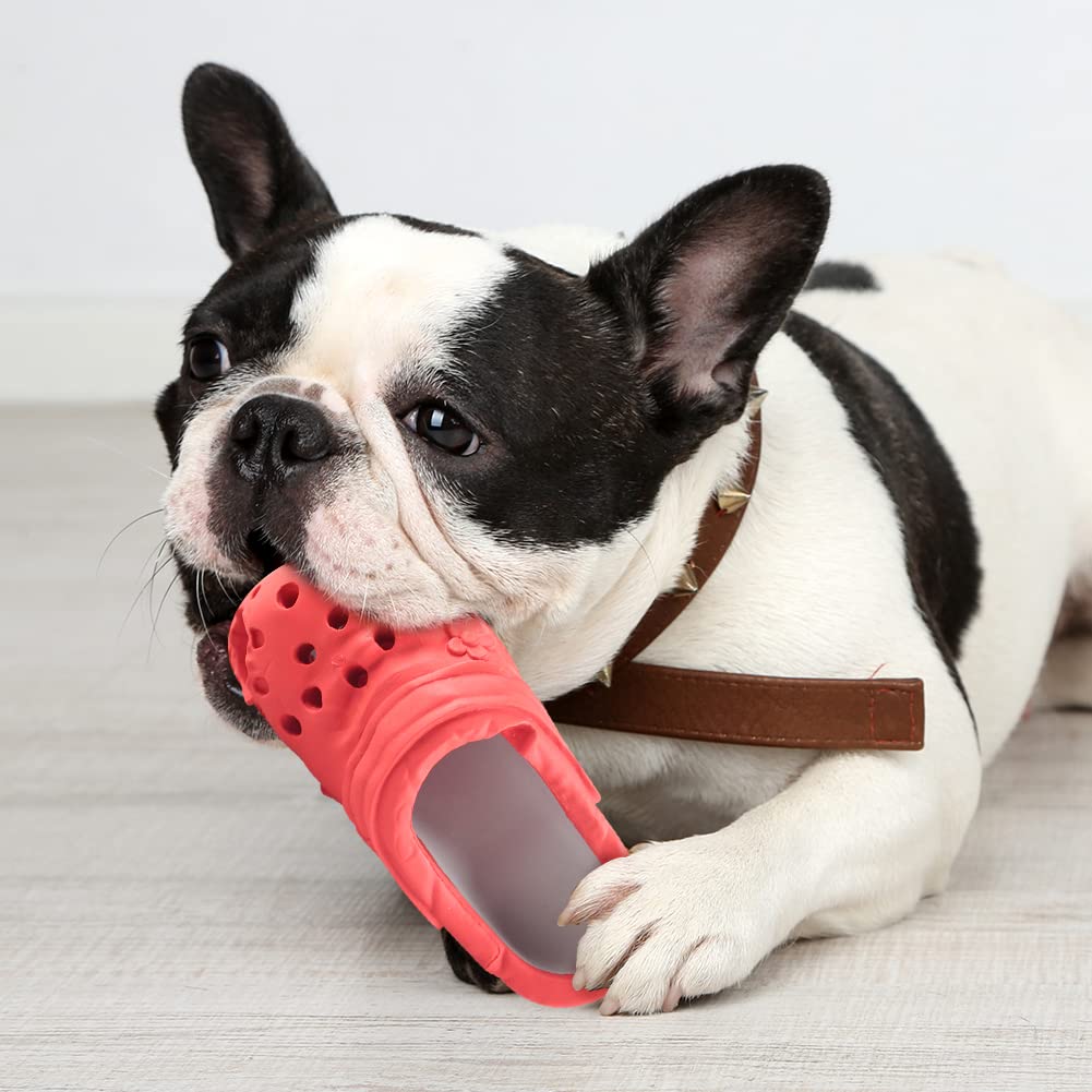 Juguete masticable para perros, juguete de goma duradero para cachorros, juguetes resistentes para perros para entrenamiento de mascotas y limpieza de dientes, juguetes interactivos para cachorros, masticadores agresivos, raza mediana pequeña (rojo)