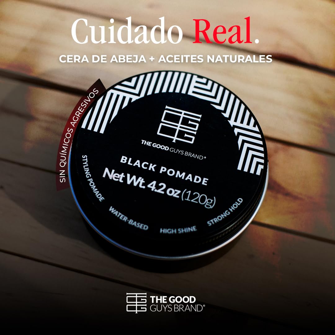 Cera para Cabello Hombre 120gr - Black Pomade | Cera con Color para Cubrir Canas | Fijación Fuerte y Brillo | Aroma Madera | Fácil de Aplicar | THE GOOD GUYS BRAND