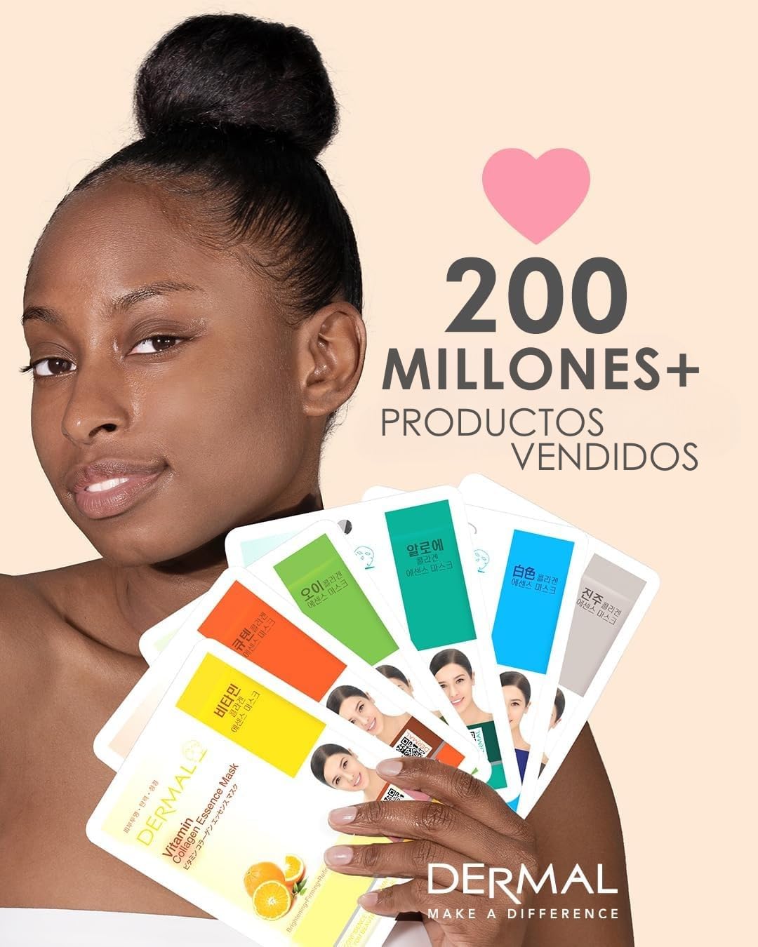 DERMAL Korea 10 Mascarillas Arbutin con Arbutina, Colágeno y Vitamina E