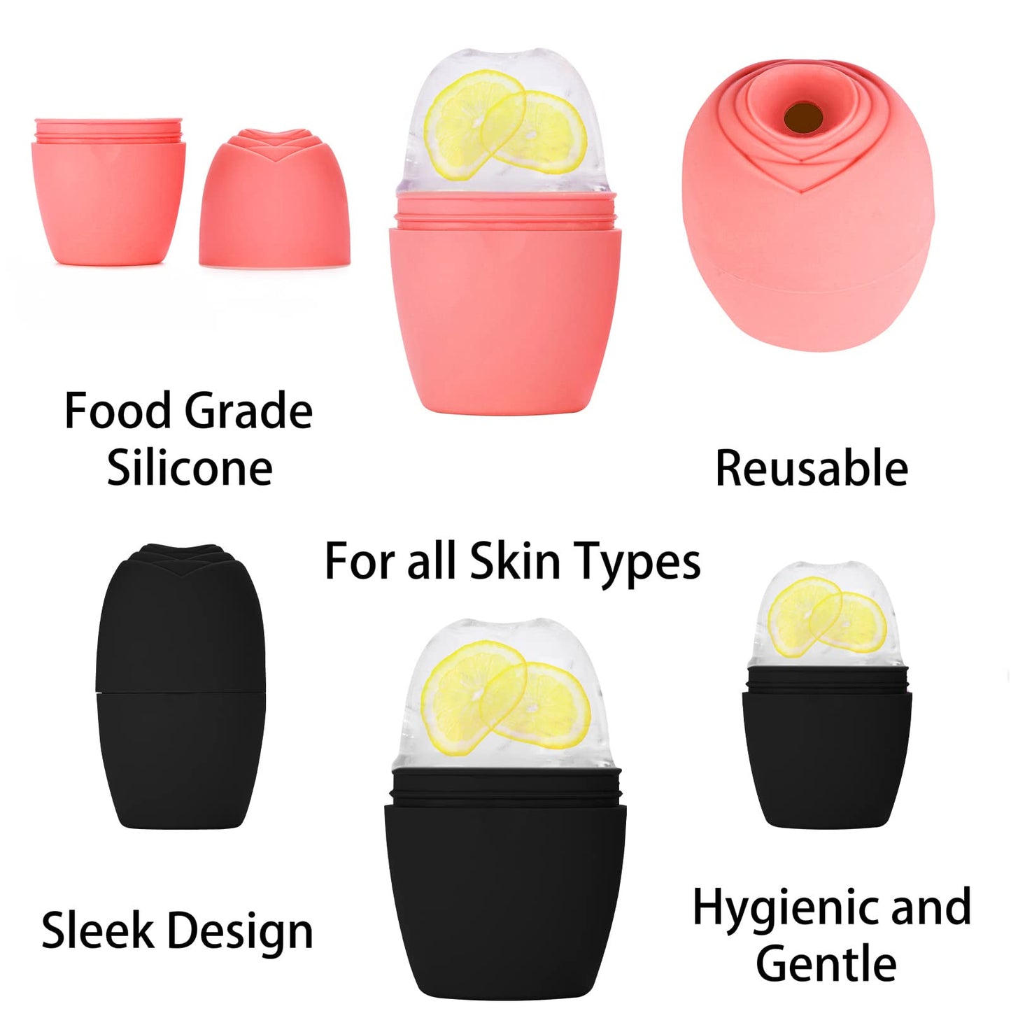 Evmliy Rodillo de Hielo para Cara, Rodillo de Hielo de Silicona para Apretar Y Levantar La Piel para Aliviar La Hinchazón de La Cara Y Los Ojos, Molde Facial Reutilizable para El Brillo Natural Del Cu