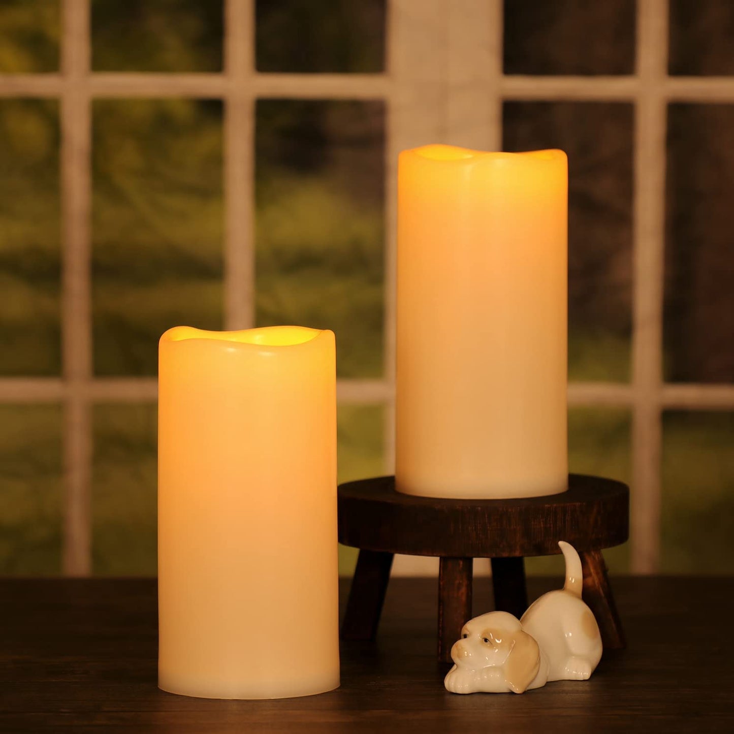 Juego de Velas LED OWLZOO Blancas Impermeables con Temporizador y Sin Llama 8x4 Pulgadas Resistente y Duradero