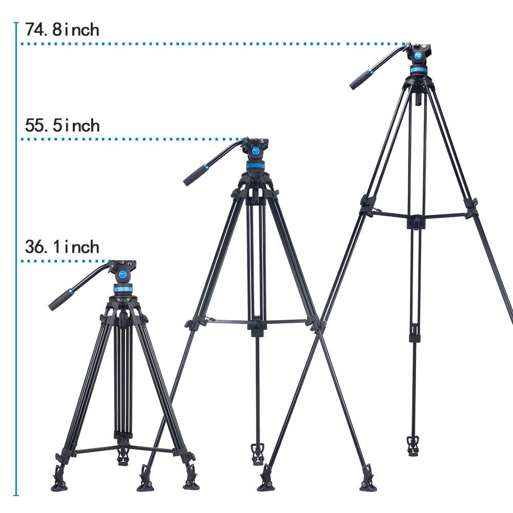 Trípode de Vídeo SIRUI 190cm Amortiguación Ajustable Giro 360° Inclinación +90°/-75° Carga Máxima 10kg