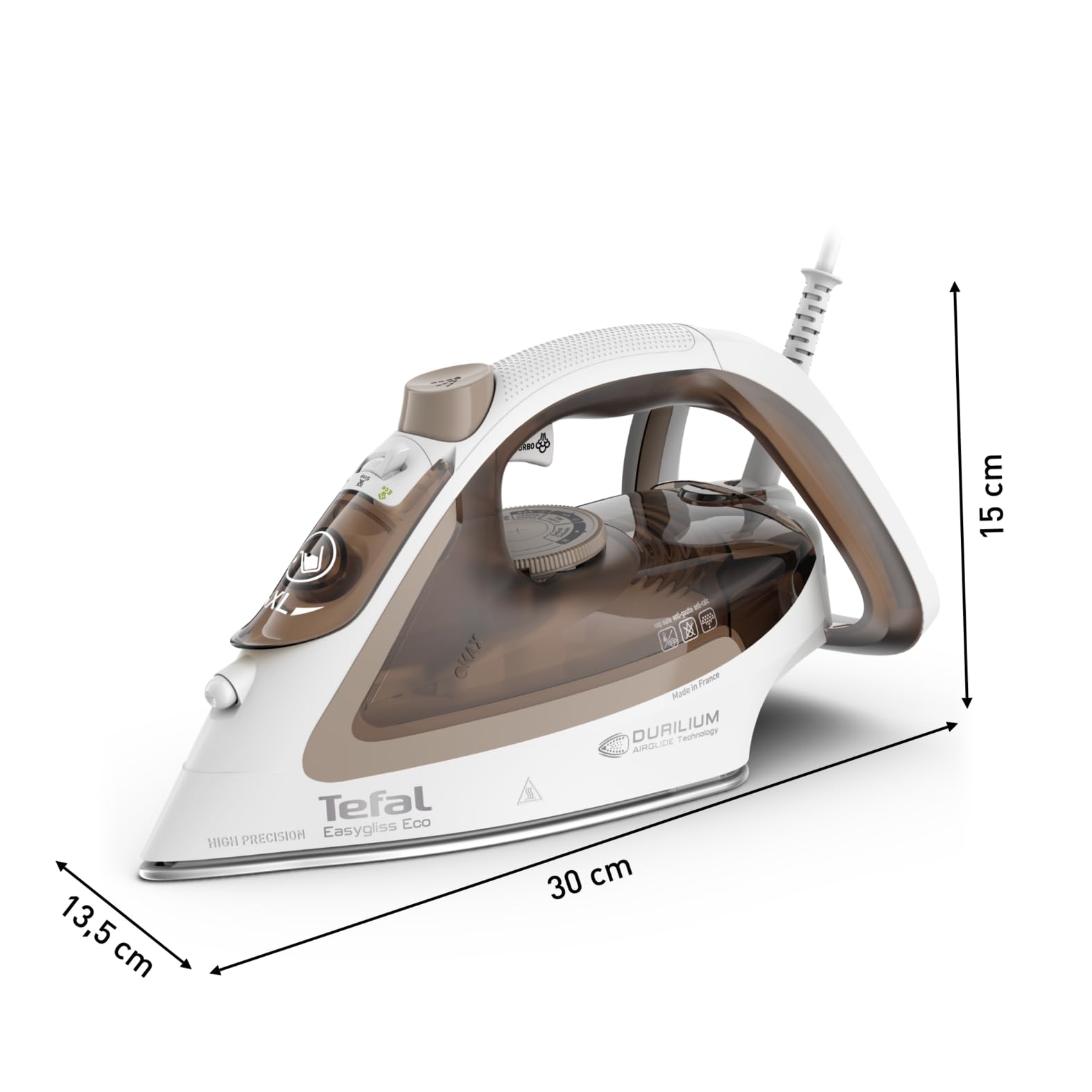 Plancha de Vapor Tefal FV5780 Mocha Blanco con Suela Durilium AirGlide y Vapor Automático