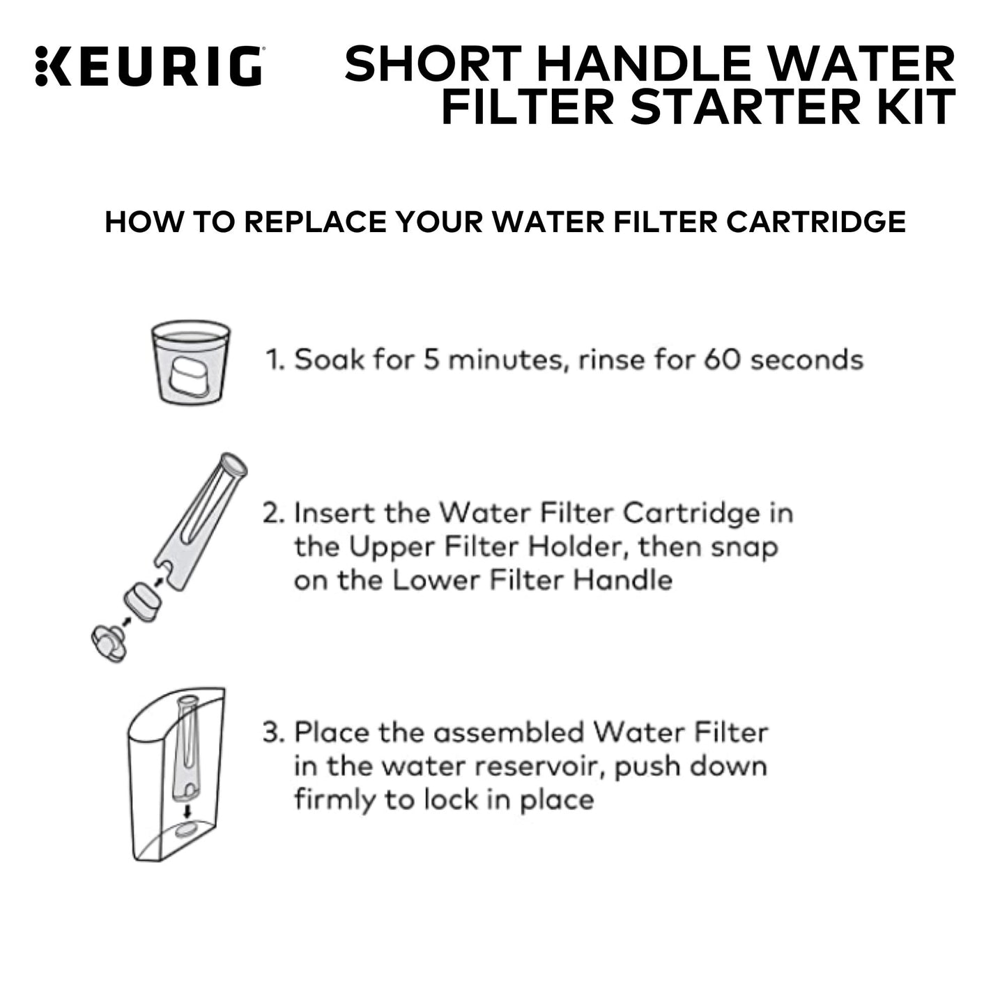 Keurig - Kit de iniciación de filtro de agua, depósito trasero, 1 unidad (paquete de 1), color blanco