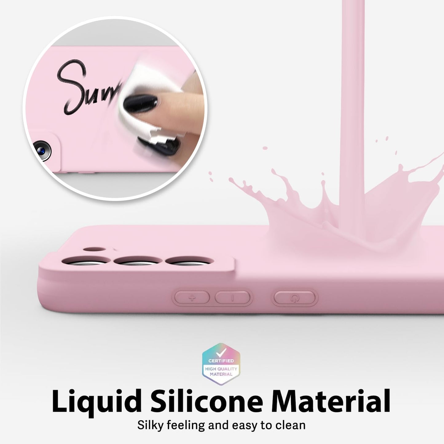 oakxco - Funda de silicona líquida para Samsung Galaxy S22 Plus, bonita funda delgada de goma suave TPU lisa de gel para mujeres y niñas, estética, mate sólido protector y a prueba de golpes, rosa