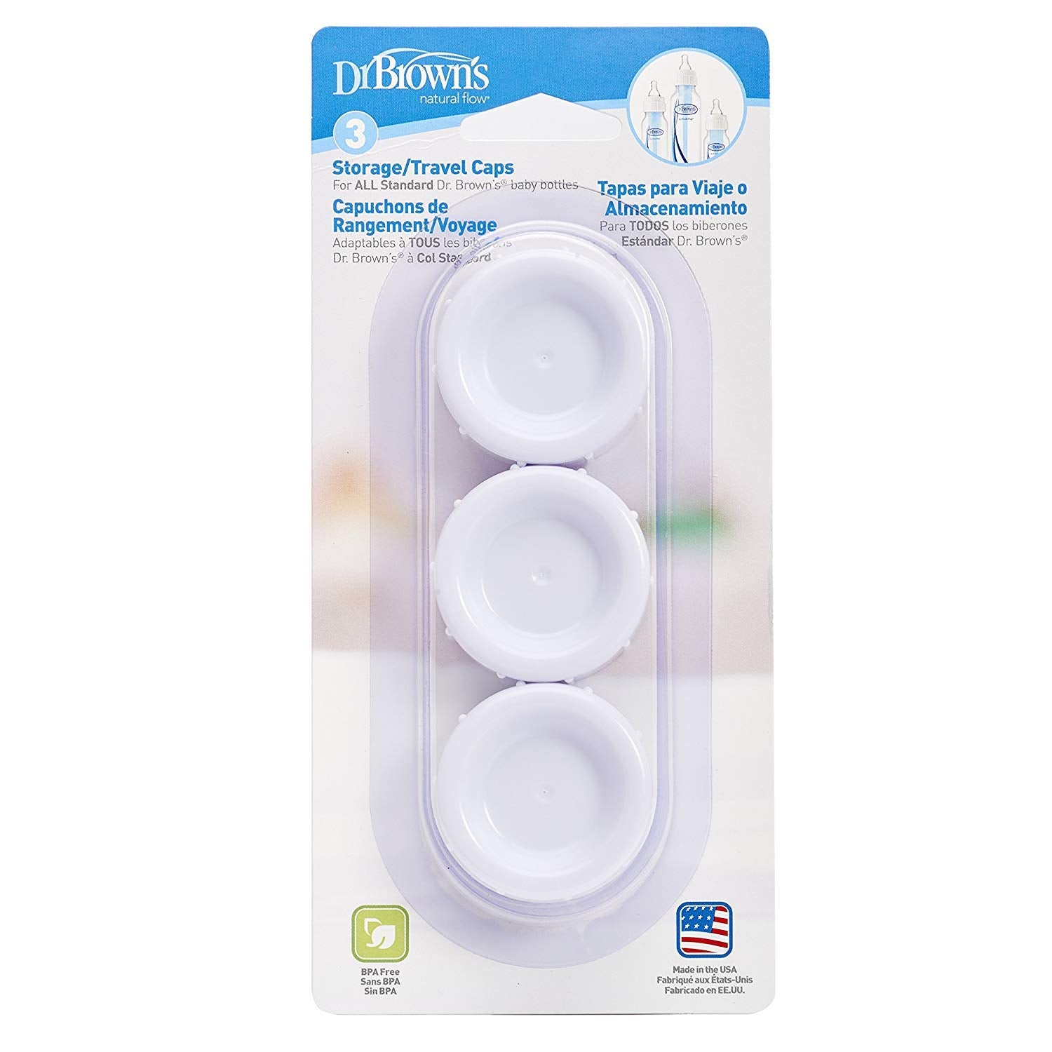 Dr. Brown's Natural Flow Wide Neck Storage Travel Caps Replacement, 6 Count by Dr. Brown's