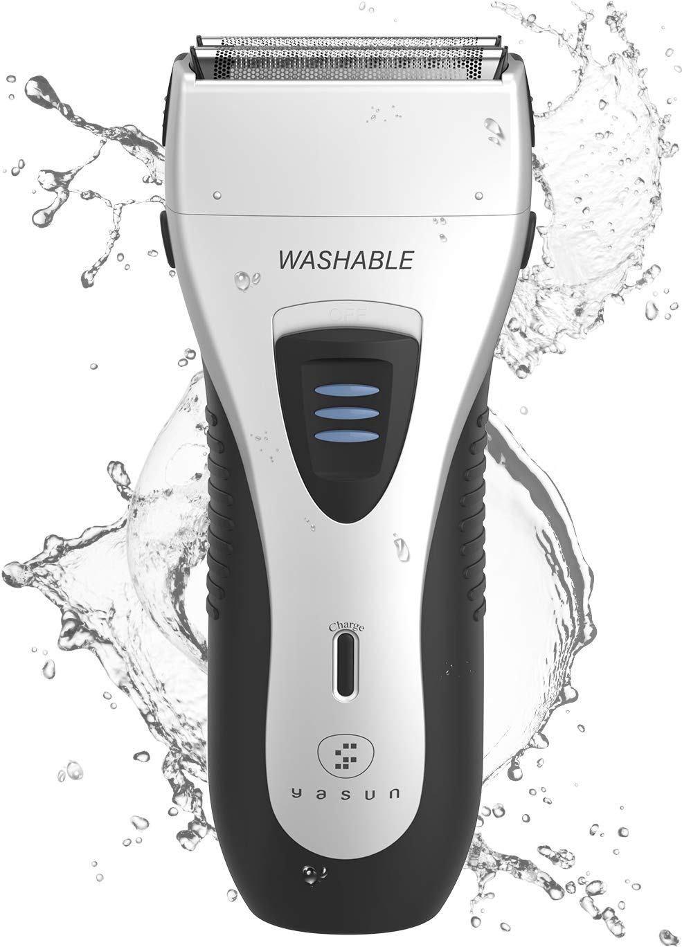 Maquinilla de afeitar eléctrica para hombres, YASUN para hombres, afeitadora eléctrica impermeable IPX7 para hombres con recortadora de barba pop-up recargable, inalámbrica YS5800 plateado y negro