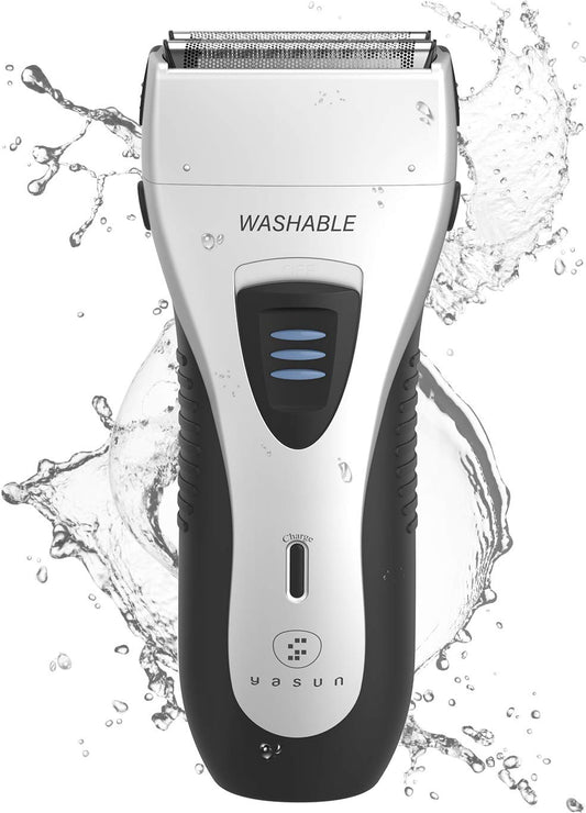 Maquinilla de Afeitar Eléctrica YASUN Plateado y Negro con Recortadora Pop-up para Hombre