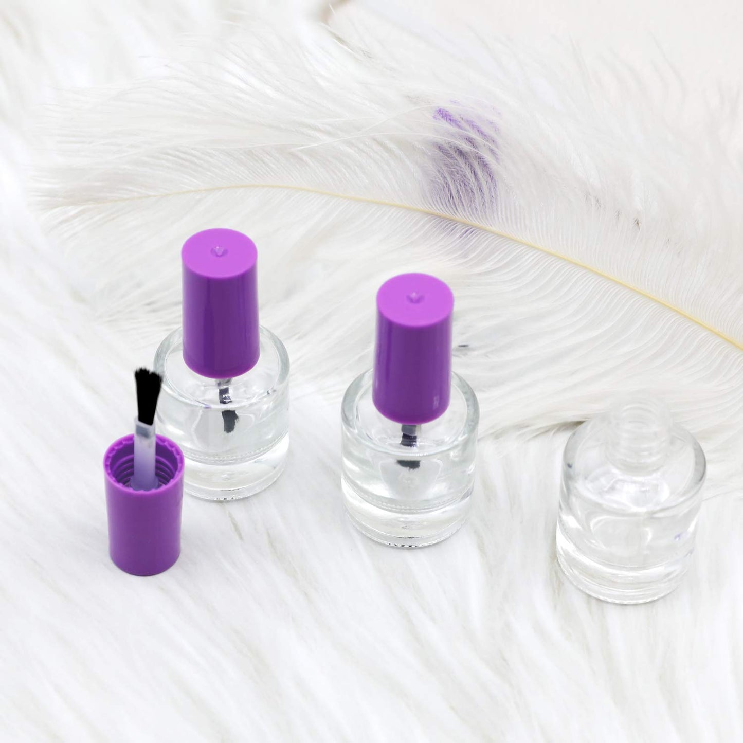 GTHER 20 Botellas Vacías de Esmalte de Uñas de 8 ml, Botellas Recargables de Vidrio Transparente con Tapa de Cepillo, Embudo y Bolas de Mezcla para Arte de Uñas, Morado