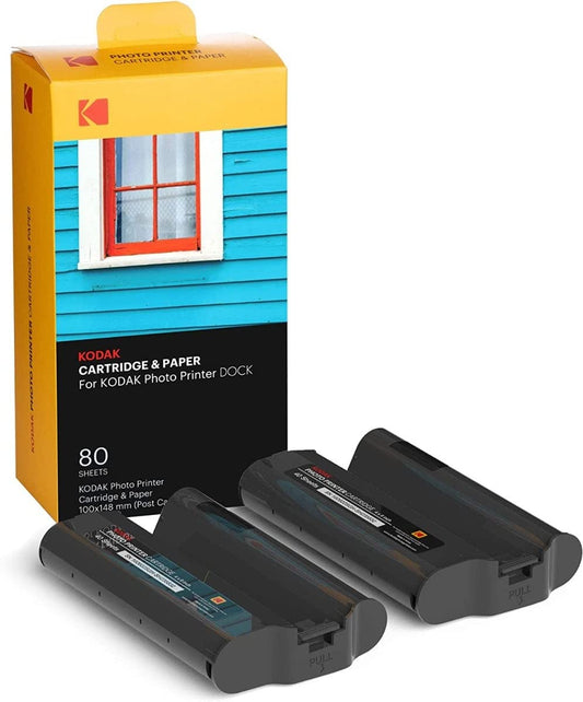 KODAK Dock Plus & Dock PHC-80 - Cartucho de repuesto y papel fotográfico, paquete de 80