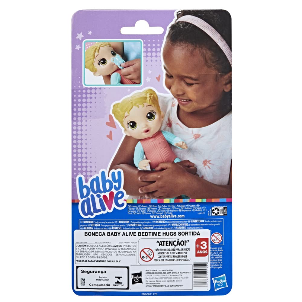 Baby Alive - Sueño y Abrazos - Muñeca de 24 cm con temática de Dormir - Muñeca bebé Lavable, de Cabello Rubio - Edad: A Partir de 3 años