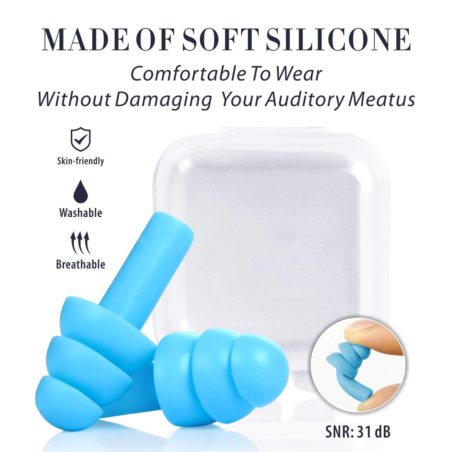 Tapones para Oídos Espuma Reutilizables Suaves y Cómodos para Dormir y Nadar