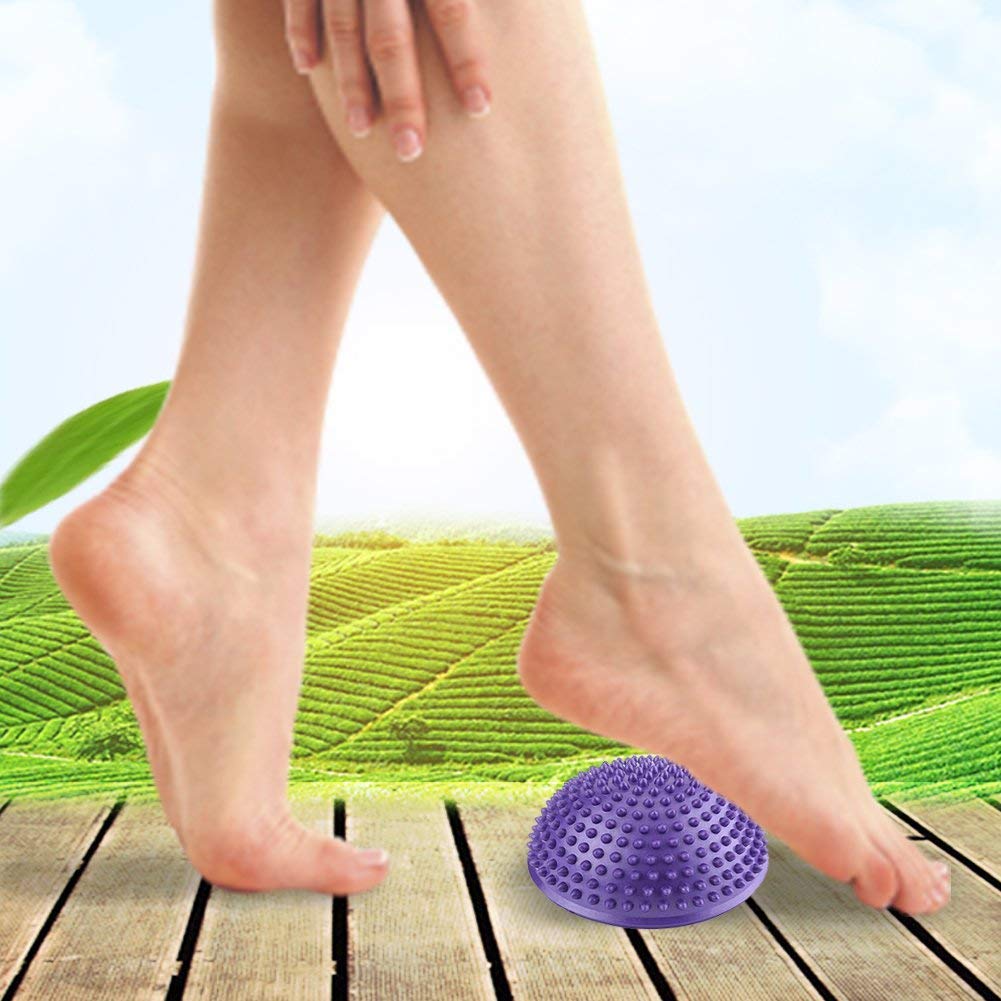 Disco De Equilibrio Meia Bola,Balancin Terapeutico,Pelota De Yoga De PVC,Medias Inflables De PVC Bolas De Yoga Punto De Masaje Fitball Ejercicios Entrenador Fitness Balance Ball(Púrpura)
