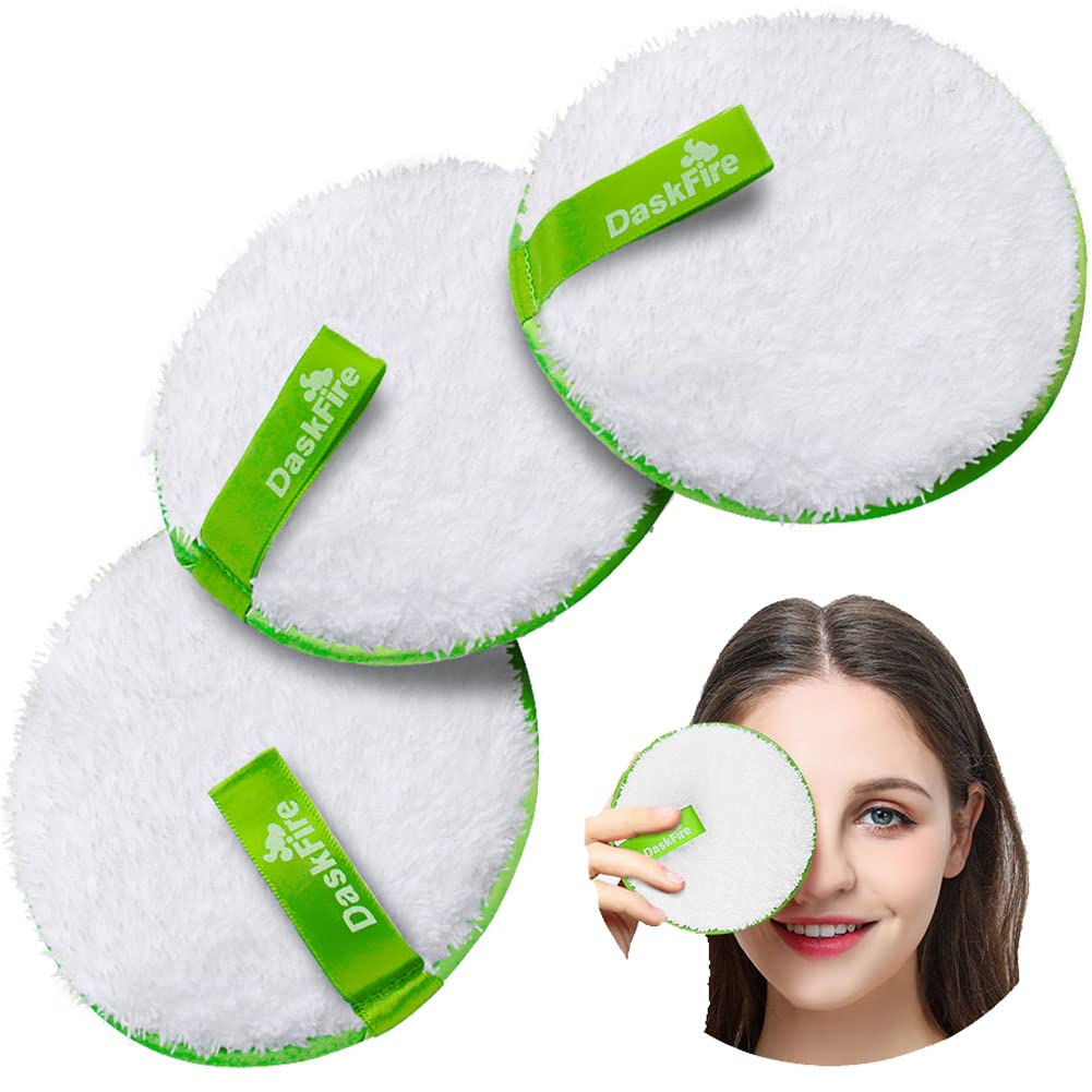 Almohadillas reutilizables para eliminar el maquillaje, toallitas para eliminar el maquillaje facial, paños de limpieza de la cara, suaves redondas, hipoalergénicas para rimel, sombra de ojos, lápiz labial, base -3 piezas, 11,4 cm de diámetro