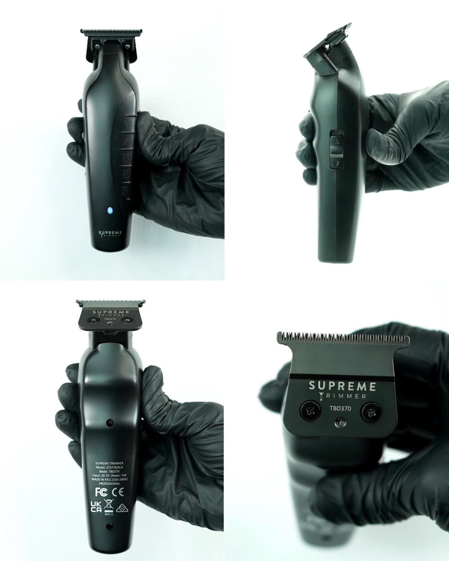 Cortadora Profesional Supreme Trimmer Vader Negra con Cuchilla en T para Barberos