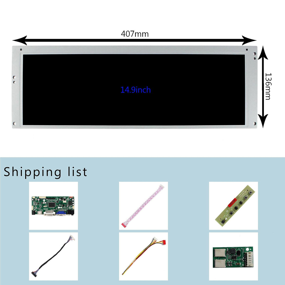 Pantalla LCD VSDISPLAY 14.9 Pulgadas con Tablero Driver DVI VGA