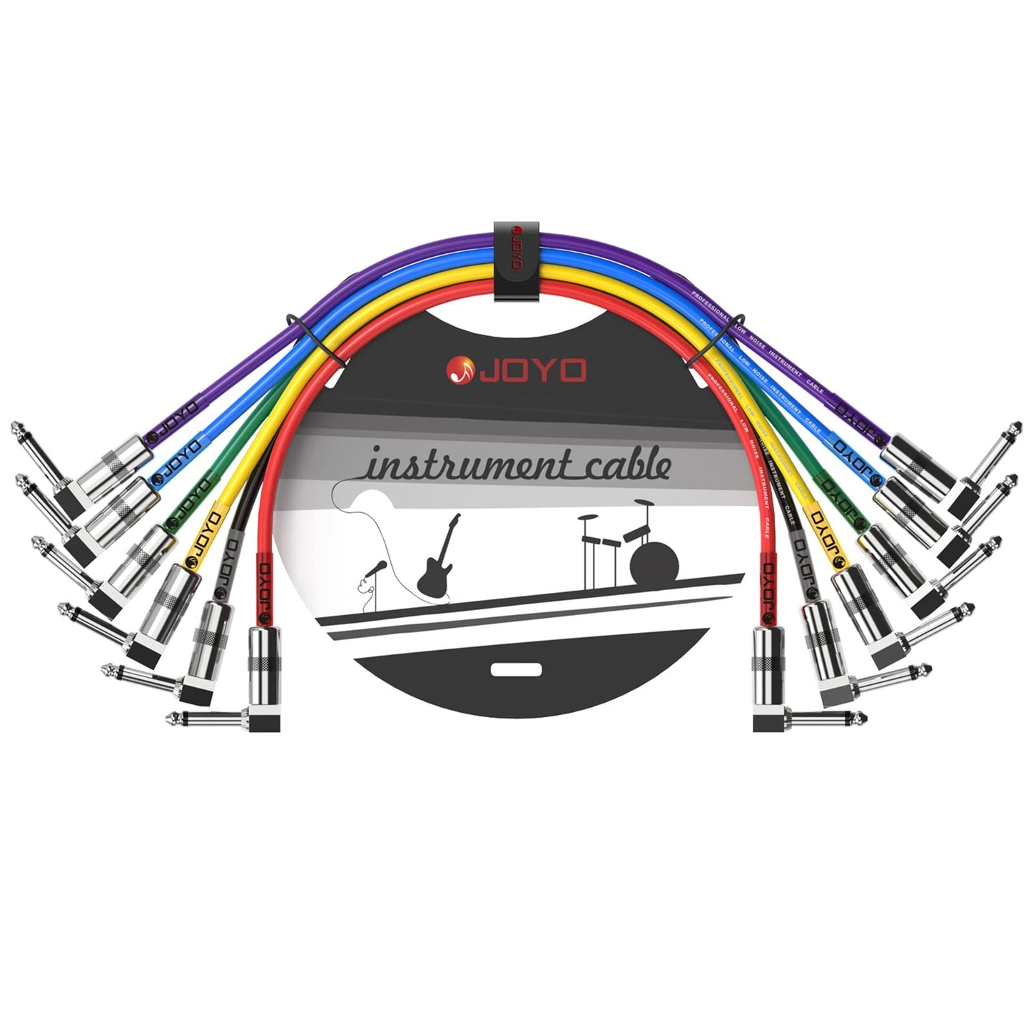 Cables de Conexión para Pedal de Efecto JOYO 1 Pie Negro Profesionales 1/4 Pulgadas Paquete de 6