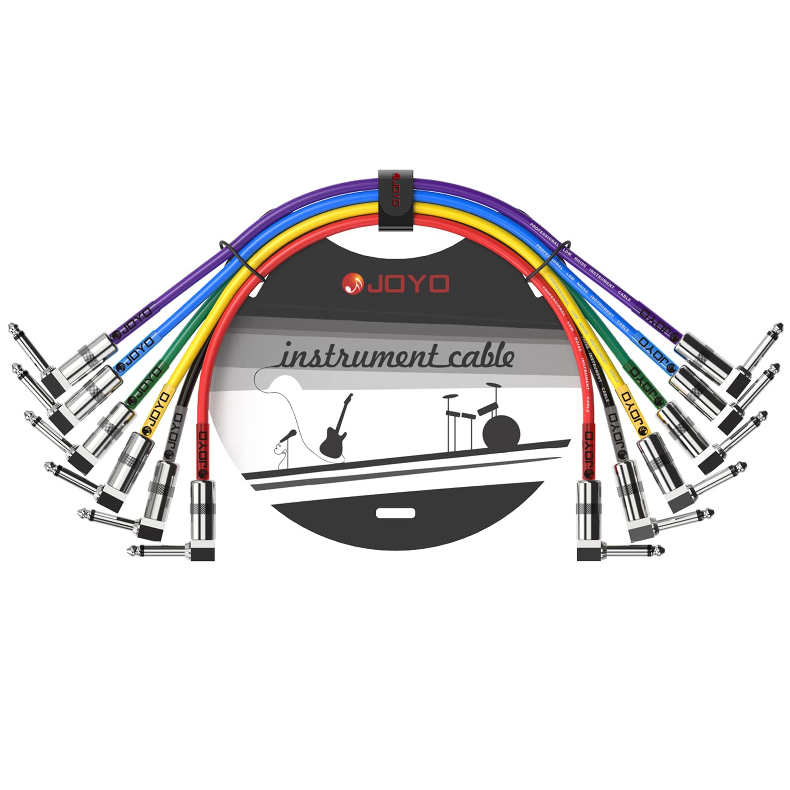 Cables de Conexión para Pedal de Efecto JOYO 1 Pie Negro Profesionales 1/4 Pulgadas Paquete de 6