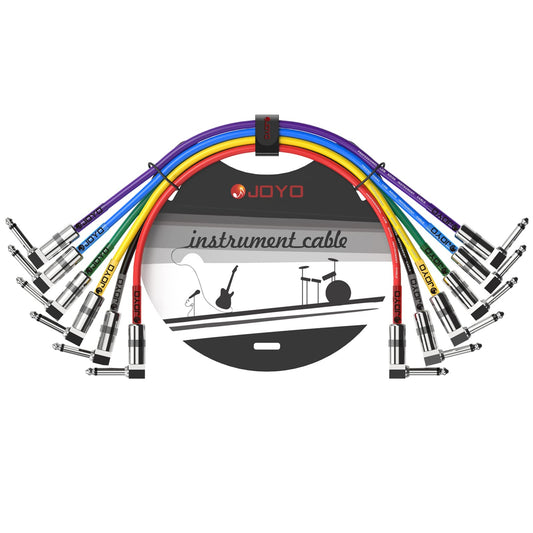 Cables de Conexión para Pedal de Efecto JOYO 1 Pie Negro Profesionales 1/4 Pulgadas Paquete de 6