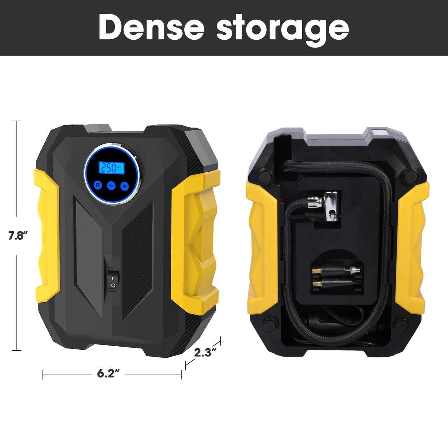 Compresor de aire digital para bomba automática de coche, inflador de neumáticos portátil con luz LED DC 12 V