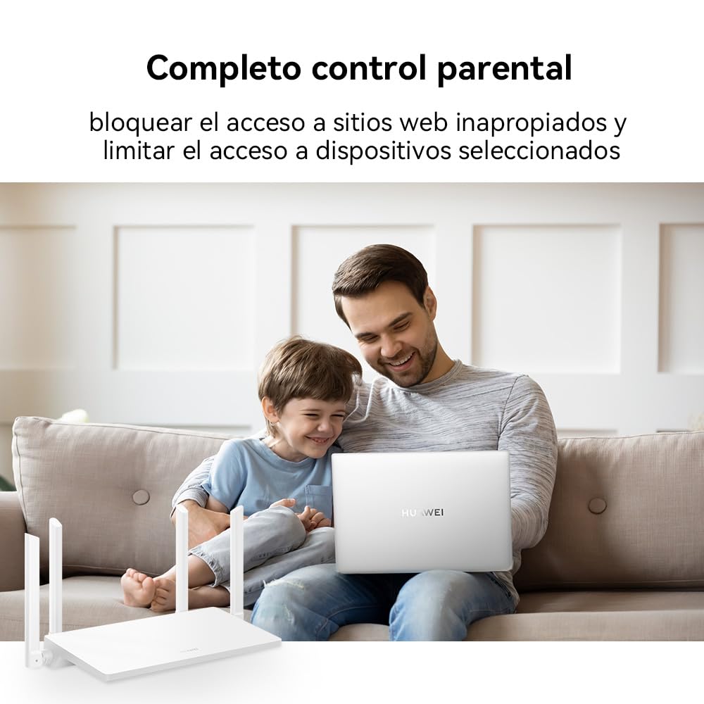 Huawei Router WiFi 6 AX2 New 1500Mbps Dual Band Gigabit, Seguridad HomeSec™, Ideal para Juegos Xbox/PS4/Steam y 4K, Plug and Play