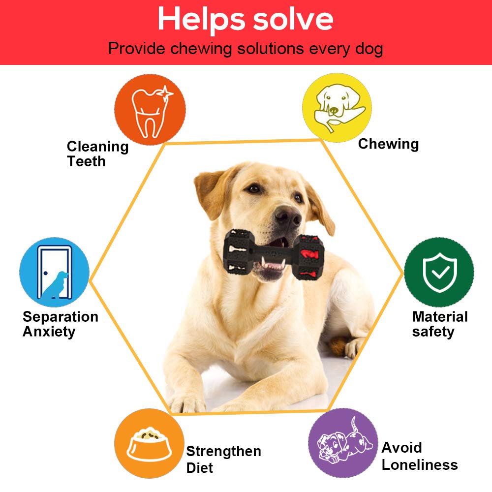 Hswaye - Juguetes para masticar para perros agresivos, grado alimenticio, no tóxico, juguete dental para mascotas, resistente, duradero, indestructible, para perros pequeños, medianos y grandes, color negro