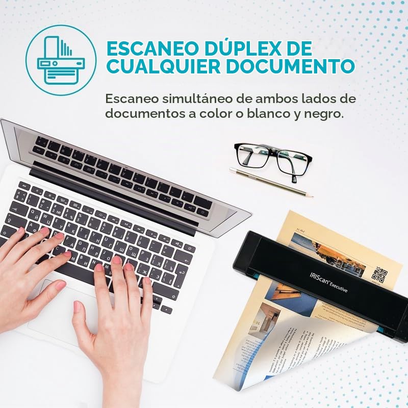 Escáner Portátil IRIScan Executive v4pro Platino Duplex para Documentos y Recibos con Editor de PDF para Computadoras