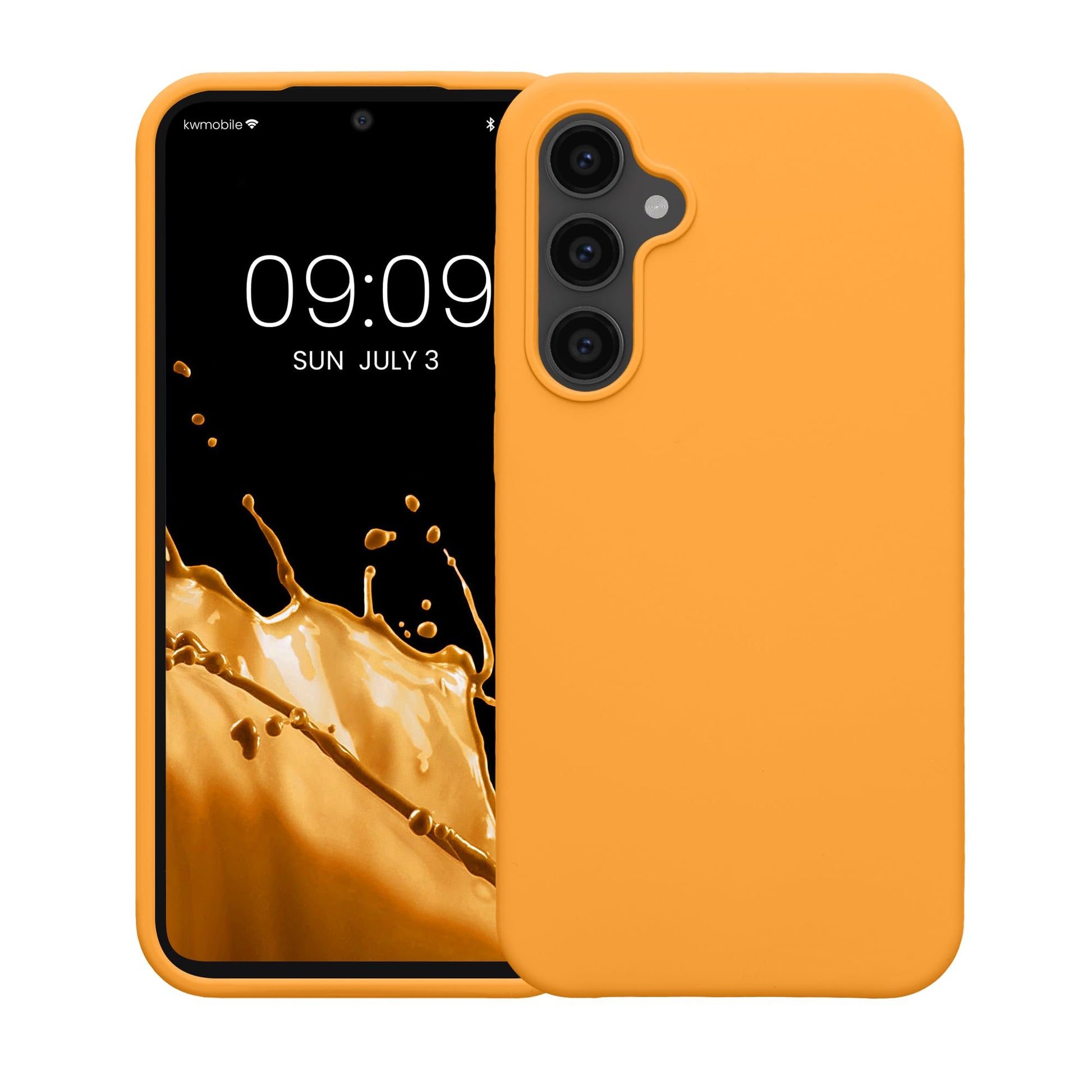 kwmobile Carcasa Compatible con Samsung Galaxy S23 FE Funda - Case TPU y Silicona antigolpes - Apto Carga inalámbrica - Naranja afrutado