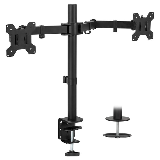 Soporte de Escritorio Dual Monitor Mount-It! Negro Ajustable para Dos Monitores LCD de 20 a 27 Pulgadas