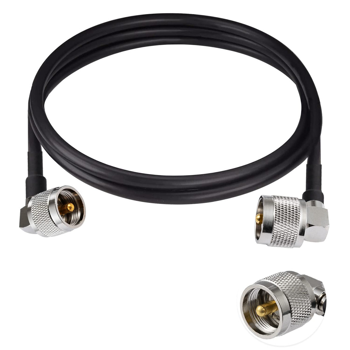 Cable Coaxial Digital POBADY PL 259 Negro Ángulo Recto Baja Pérdida para Walkie Talkie HAM y CB Radio 3FT/1M