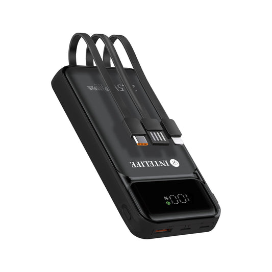 INTELIFE Power Bank 20000mAh 22.5w Carga Rápida Batería Portátil con 3 Cables Incorporados 4 Salidas y 3 Entradas Tipo C, Pila portatil Compatible con iPhone 16 15 14 Samsung y Otros Smartphones